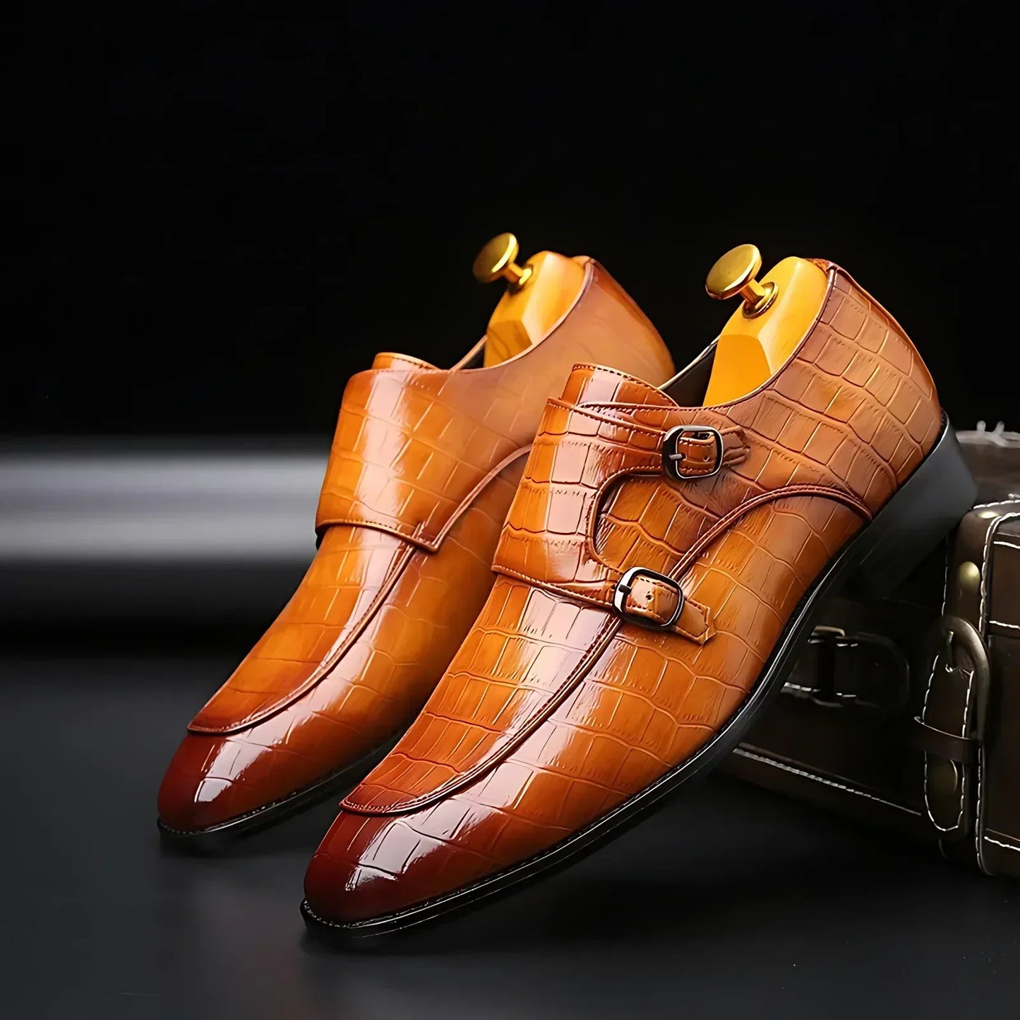 Kroksiluett® by Jesse Vance: Dress Shoes with Timeless Italian-Swedish Design with Faux Crocodile-Grain Leather Detailing