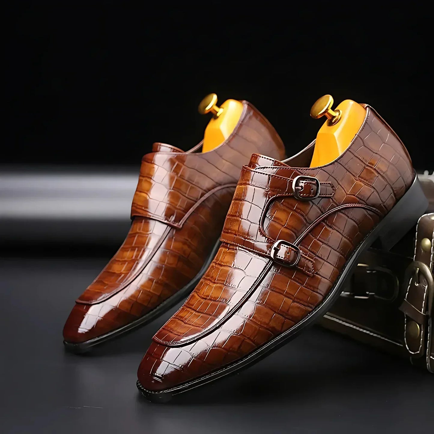 Kroksiluett® by Jesse Vance: Dress Shoes with Timeless Italian-Swedish Design with Faux Crocodile-Grain Leather Detailing