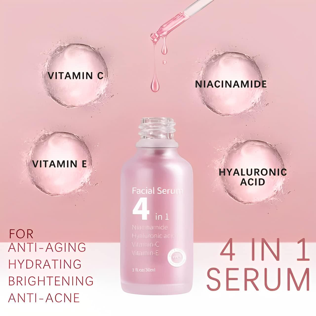 Schöner Brunnen 4-in-1 Anti-Aging, Hydrating, & Whitening Facial Serum by JV Nuremberg | 0% Vitamin C & 14% Vitamin E with Niacinamide & Hyaluronic Acid