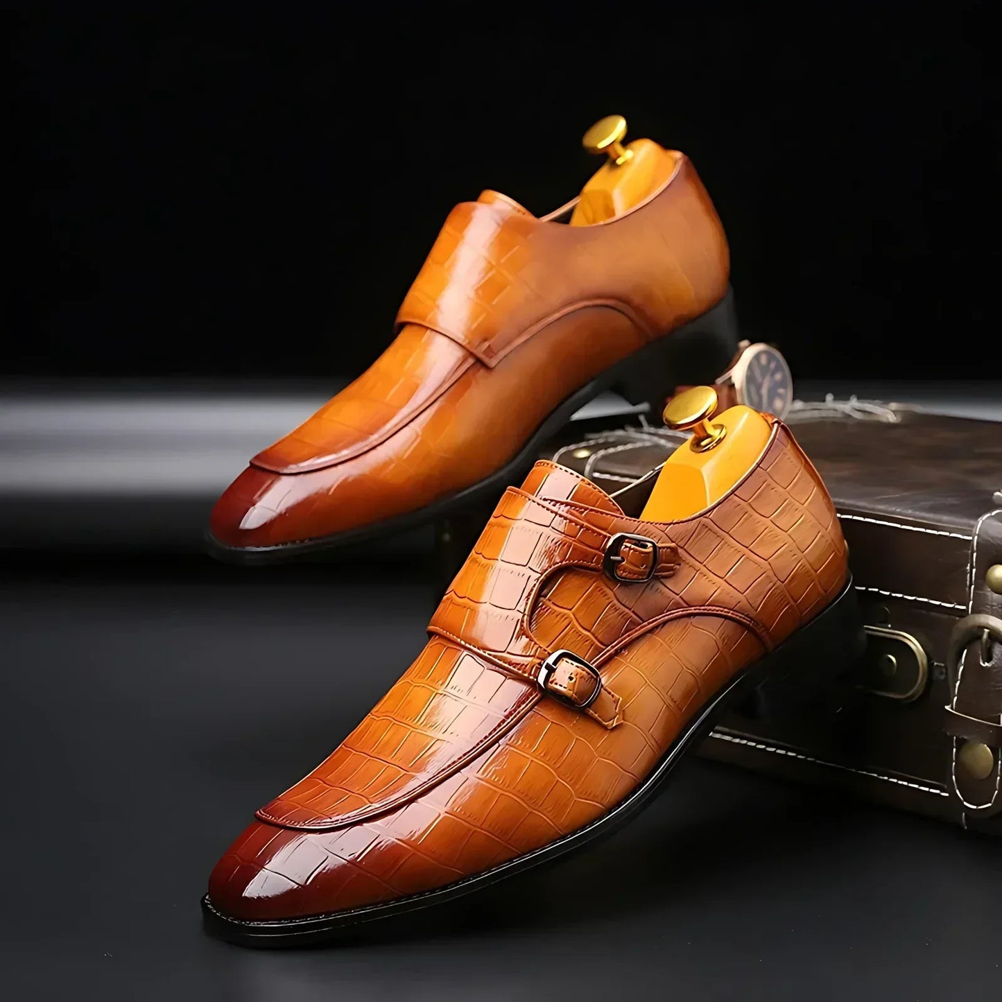 Kroksiluett® by Jesse Vance: Dress Shoes with Timeless Italian-Swedish Design with Faux Crocodile-Grain Leather Detailing