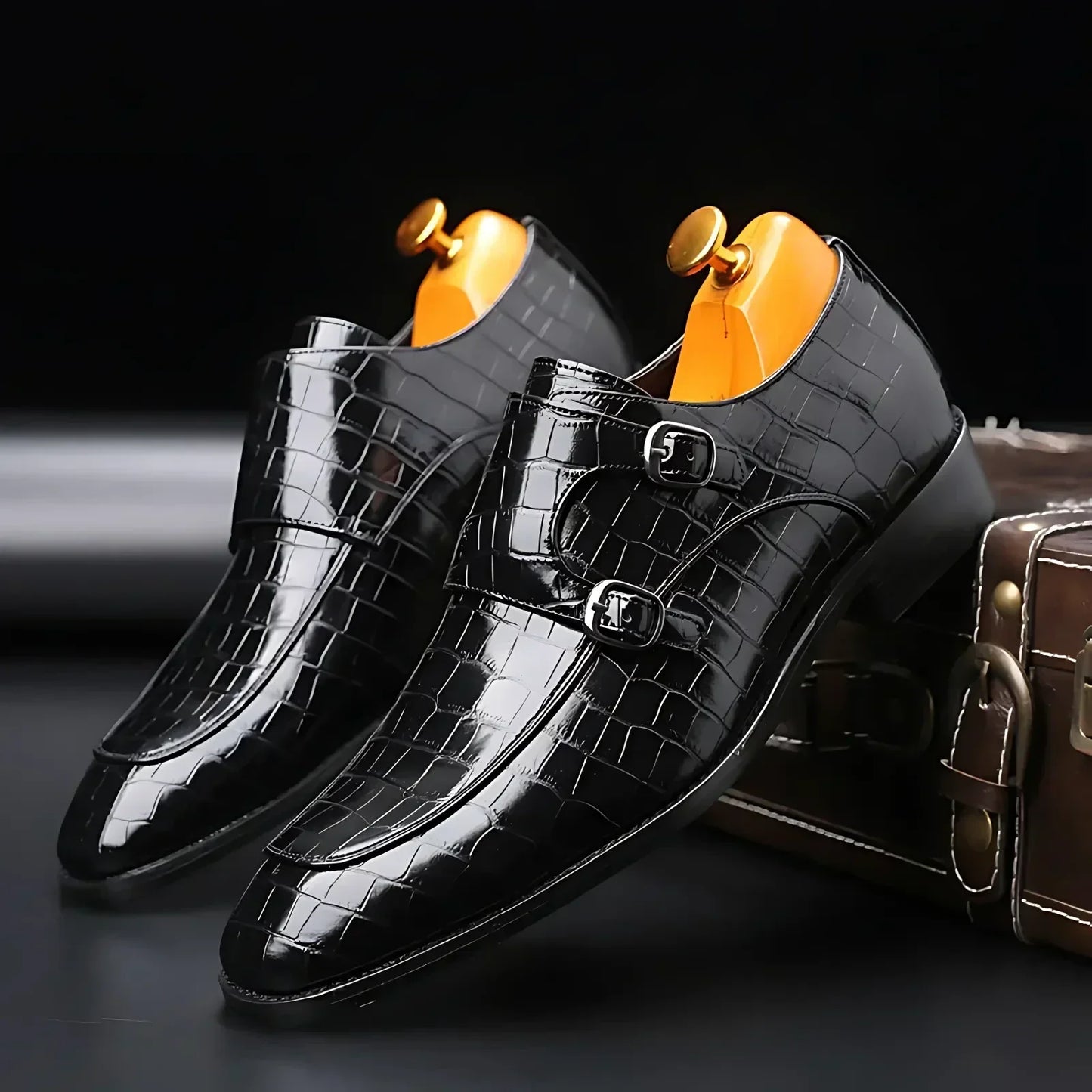 Kroksiluett® by Jesse Vance: Dress Shoes with Timeless Italian-Swedish Design with Faux Crocodile-Grain Leather Detailing