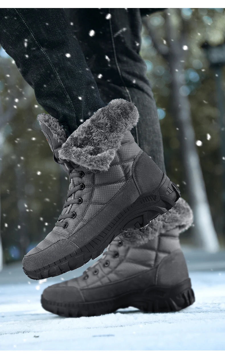 Hexton® Men's Winter Boots by JesseVance & Co. NYC: Waterproof High-Top Plush Lined Snow Boots with Superior Grip for Winter Hikes & Slippery Black Ice