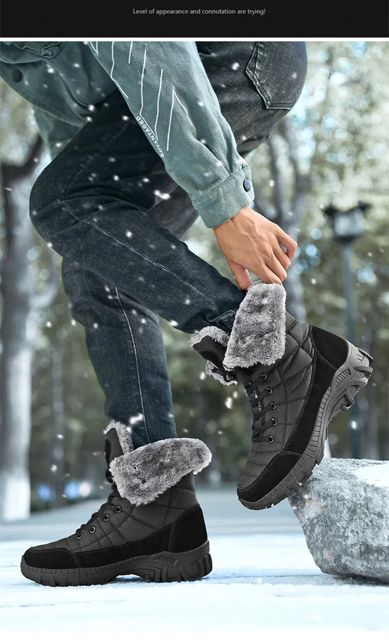 Hexton® Men's Winter Boots by JesseVance & Co. NYC: Waterproof High-Top Plush Lined Snow Boots with Superior Grip for Winter Hikes & Slippery Black Ice