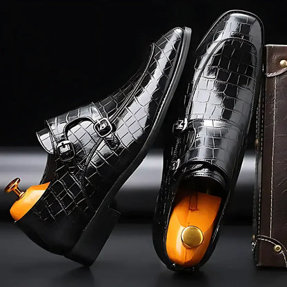 Kroksiluett® by Jesse Vance: Dress Shoes with Timeless Italian-Swedish Design with Faux Crocodile-Grain Leather Detailing