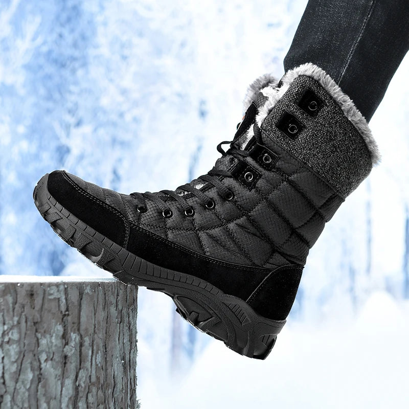 Hexton® Men's Winter Boots by JesseVance & Co. NYC: Waterproof High-Top Plush Lined Snow Boots with Superior Grip for Winter Hikes & Slippery Black Ice