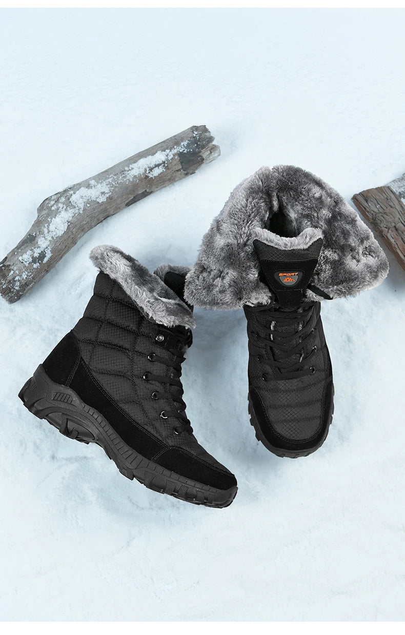 Hexton® Men's Winter Boots by JesseVance & Co. NYC: Waterproof High-Top Plush Lined Snow Boots with Superior Grip for Winter Hikes & Slippery Black Ice