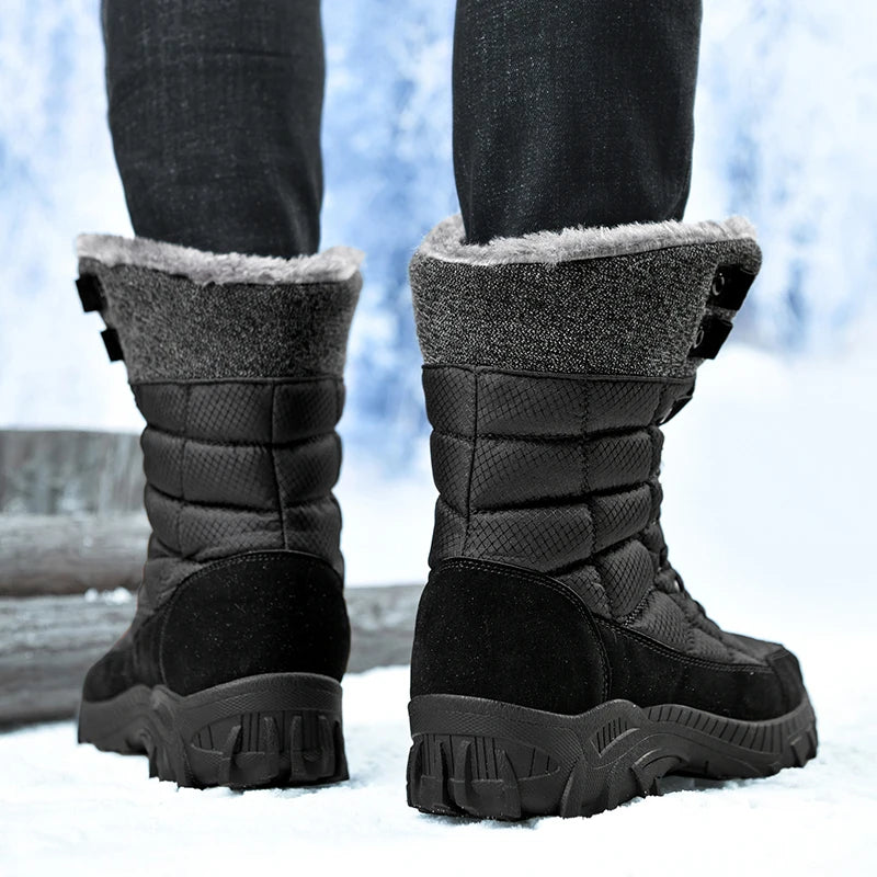 Hexton® Men's Winter Boots by JesseVance & Co. NYC: Waterproof High-Top Plush Lined Snow Boots with Superior Grip for Winter Hikes & Slippery Black Ice