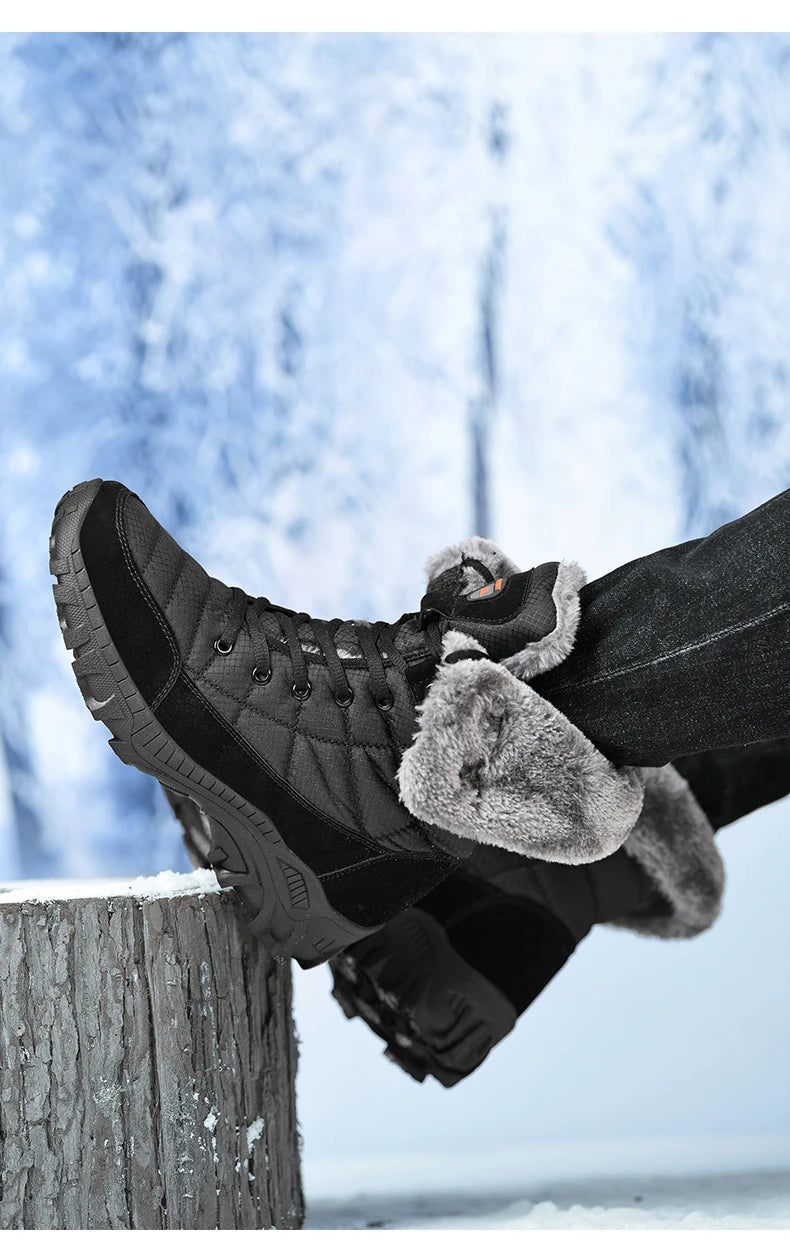 Hexton® Men's Winter Boots by JesseVance & Co. NYC: Waterproof High-Top Plush Lined Snow Boots with Superior Grip for Winter Hikes & Slippery Black Ice