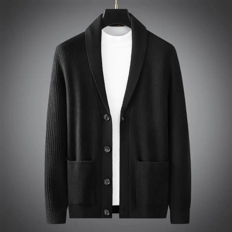 Fashion Autumn Winter Cardigan Sweater Coats Men New V-Neck Solid Pockets Versatile Casual Slim Long Sleeve Knitted Jackets Tops