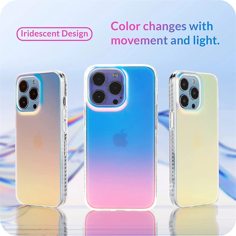 Luxury Matte Laser Gradient Clear Case for IPhone 15 14 13 11 16 Pro Max 12 Mini XS XR X Plus 15Pro Fluorescent Iridescent Cover