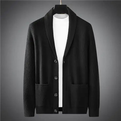 Fashion Autumn Winter Cardigan Sweater Coats Men New V-Neck Solid Pockets Versatile Casual Slim Long Sleeve Knitted Jackets Tops