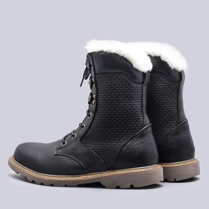 Natural Wool Winter Boots Genuine Natural Cow leather Warmest Men Winter Boots 2024