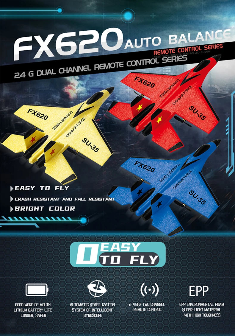 RC Foam Aircraft SU-35 Plane 2.4G Radio Control Glider Remote Control Fighter Glider Airplane Foam Boys Toys for Children