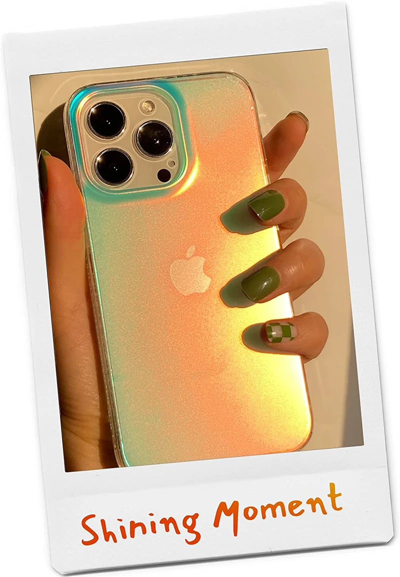 Luxury Matte Laser Gradient Clear Case for IPhone 15 14 13 11 16 Pro Max 12 Mini XS XR X Plus 15Pro Fluorescent Iridescent Cover