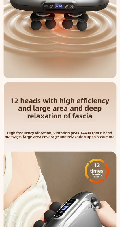 12 Massage Heads Massage Gun Deep Tissue Muscle Professional Grade High Power 2024 Wireless High Frequency Vibration Masajeador