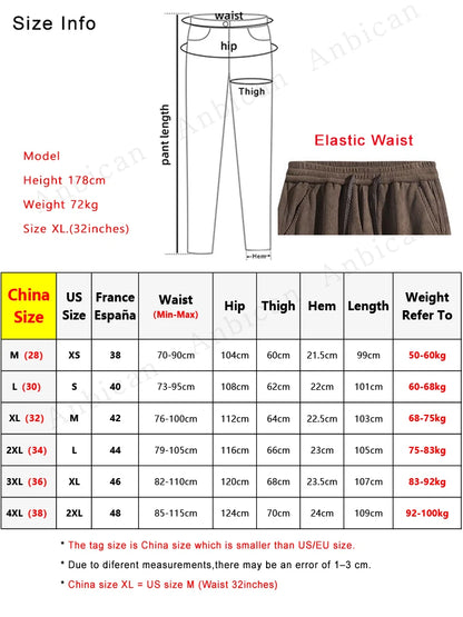 Winter Corduroy Sweatpants Men Multi-Pockets Fleece Liner Knit Cargo Pants Thicken Warm Casual Loose Straight Male Trousers