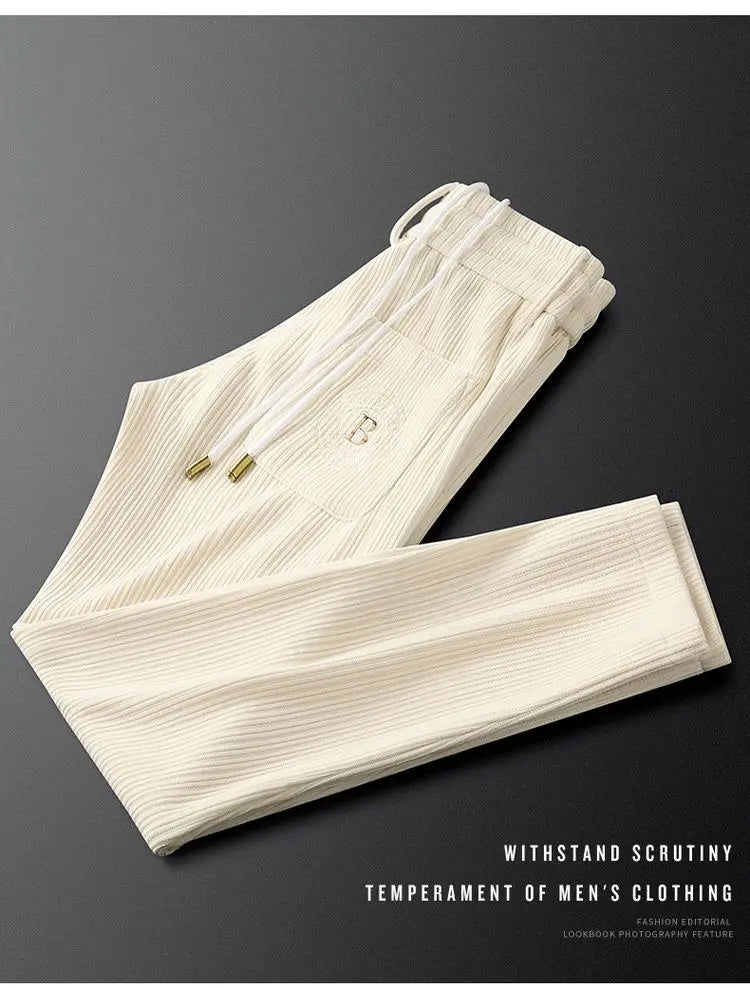 Spring and Autumn High end Luxury Embroidered Sports Pants Slim fit Straight Tube Trendy Casual Men's Pants