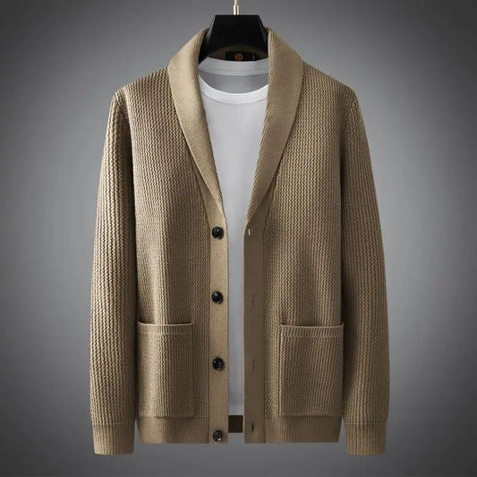 Fashion Autumn Winter Cardigan Sweater Coats Men New V-Neck Solid Pockets Versatile Casual Slim Long Sleeve Knitted Jackets Tops