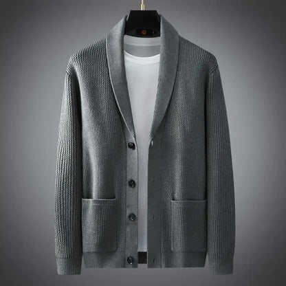 Fashion Autumn Winter Cardigan Sweater Coats Men New V-Neck Solid Pockets Versatile Casual Slim Long Sleeve Knitted Jackets Tops