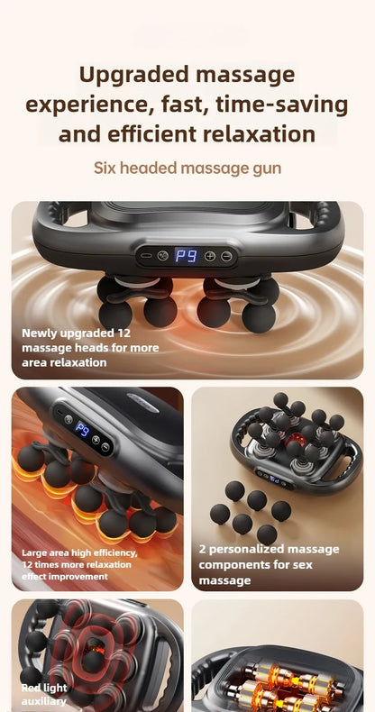 12 Massage Heads Massage Gun Deep Tissue Muscle Professional Grade High Power 2024 Wireless High Frequency Vibration Masajeador