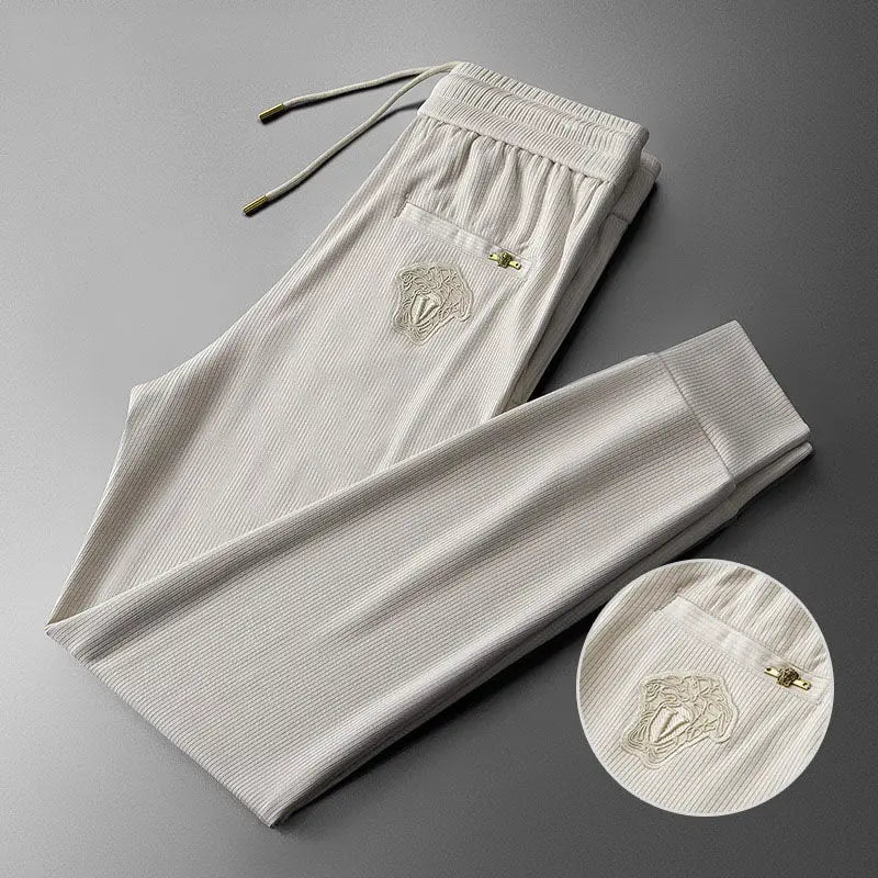 Spring and Autumn High end Luxury Embroidered Sports Pants Slim fit Straight Tube Trendy Casual Men's Pants