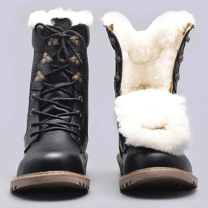 Natural Wool Winter Boots Genuine Natural Cow leather Warmest Men Winter Boots 2024