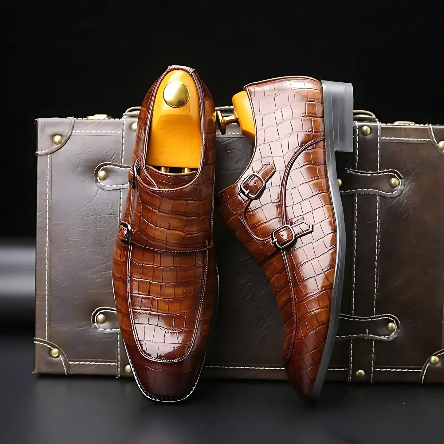 Kroksiluett® by Jesse Vance: Dress Shoes with Timeless Italian-Swedish Design with Faux Crocodile-Grain Leather Detailing