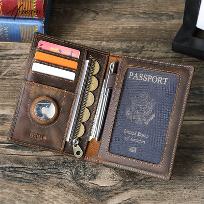 Larson® Wallet: Made with Hand-Stitched Genuine Italian Leather - 1 or 4 Passport Slots, RFID Blocking, & 1 AirTag Slot–Travel with Confidence