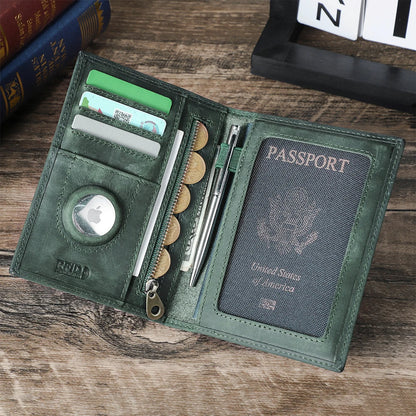 Larson® Wallet: Made with Hand-Stitched Genuine Italian Leather - 1 or 4 Passport Slots, RFID Blocking, & 1 AirTag Slot–Travel with Confidence